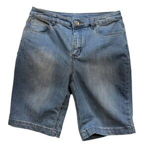 Christopher & Banks Womens Denim Shorts Size 8 Blue Jeans Emblemished